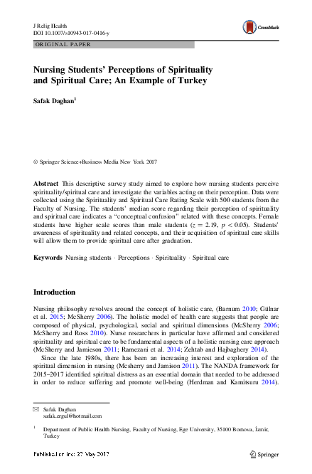 (PDF) Nursing Students’ Perceptions of Spirituality and Spiritual Care ...