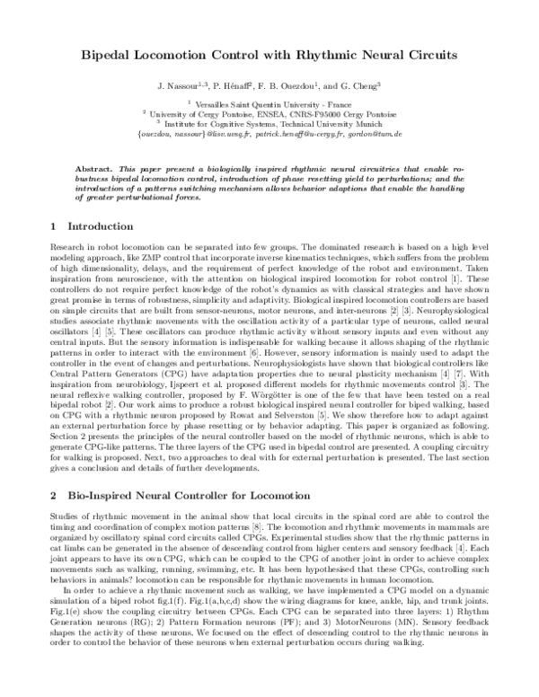 (PDF) Bipedal Locomotion Control with Rhythmic Neural Circuits