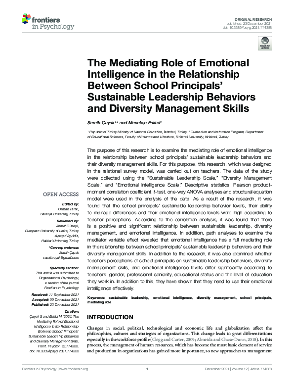 (PDF) The Mediating Role of Emotional Intelligence in the Relationship ...