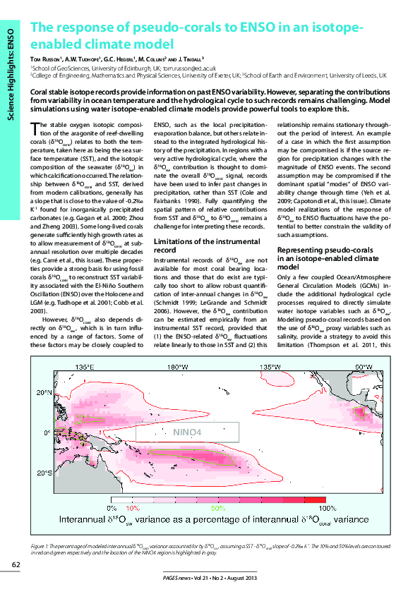 (PDF) The response of pseudo-corals to ENSO in an isotope-enabled ...