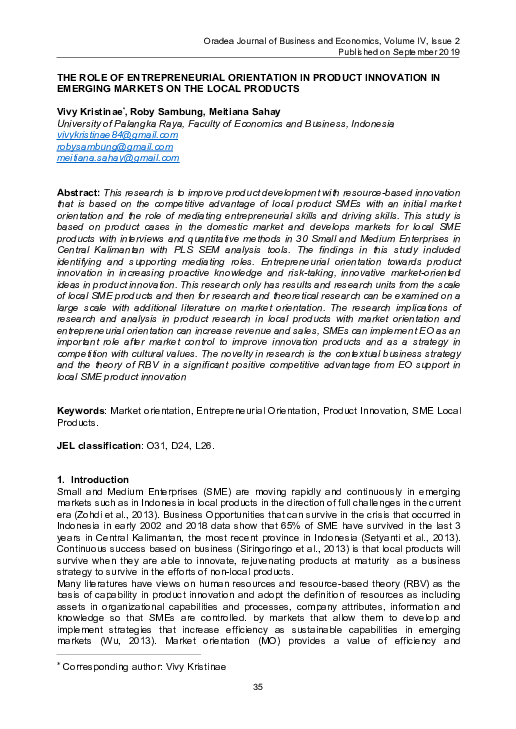 (PDF) The Role of Entrepreneurial Orientation in Product Innovation in ...
