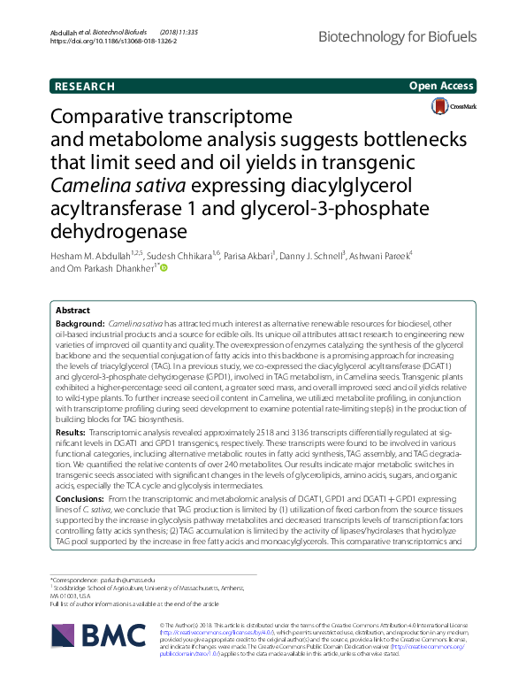 (PDF) Comparative transcriptome and metabolome analysis suggests ...