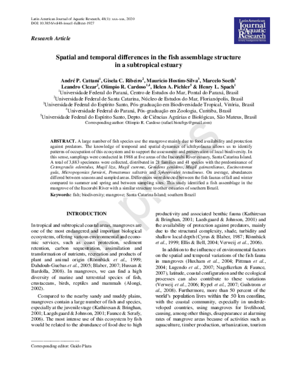 (PDF) Spatial and temporal differences in the fish assemblage structure ...