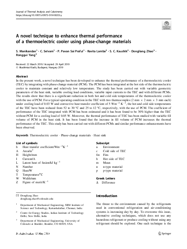 (PDF) A novel technique to enhance thermal performance of a