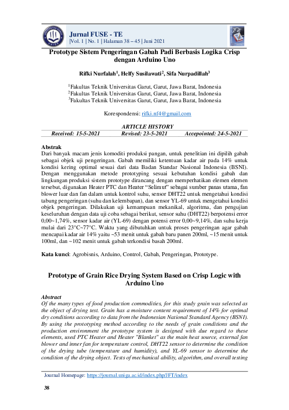 (PDF) Prototype Sistem Pengeringan Gabah Padi Berbasis Logika Crisp ...
