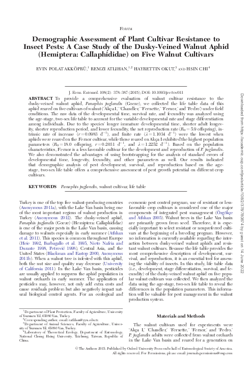 (PDF) Demographic Assessment of Plant Cultivar Resistance to Insect ...