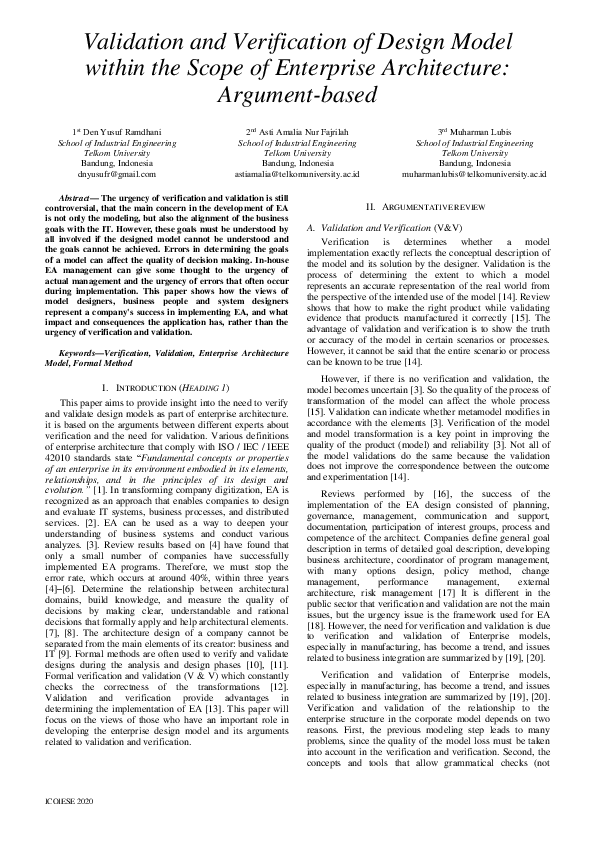 (PDF) Validation and Verification of Design Model within the Scope of ...