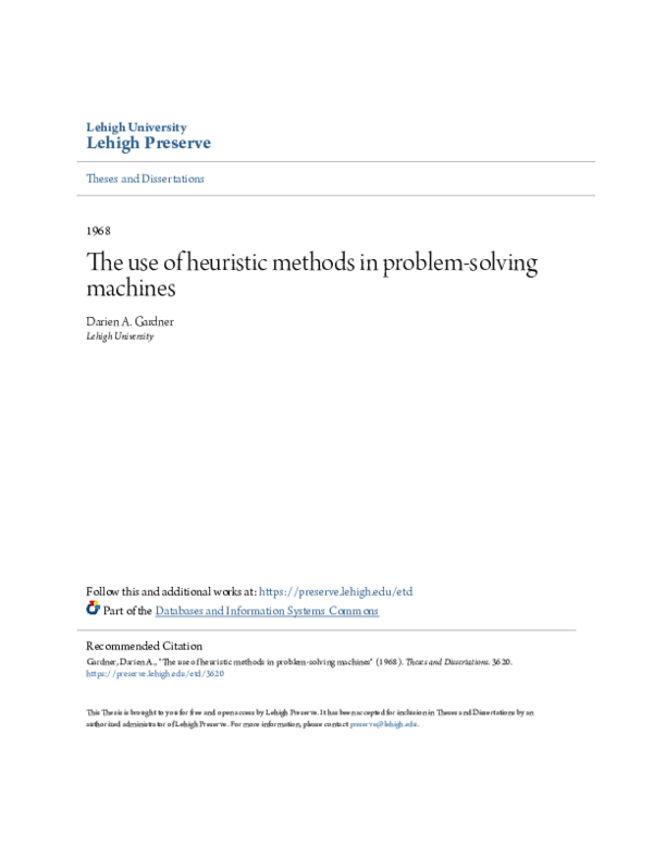 (PDF) The use of heuristic methods in problem-solving machines | Darien ...