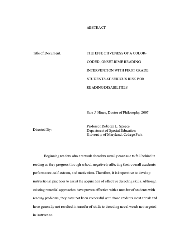 (PDF) The Effectiveness of a Color-Coded, Onset-Rime Reading ...