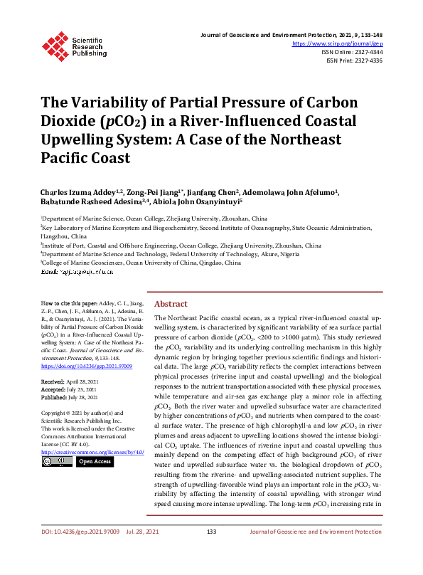(PDF) The Variability of Partial Pressure of Carbon Dioxide (pCO2) in a ...