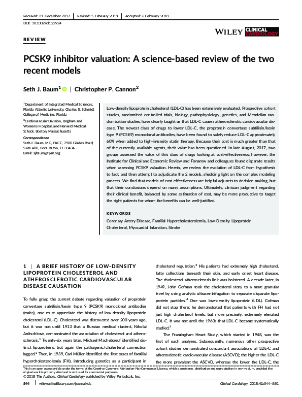 (PDF) PCSK9 inhibitor valuation: A science-based review of the two ...