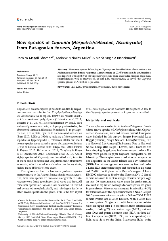 (PDF) New species of Capronia (Herpotrichiellaceae, Ascomycota) from ...