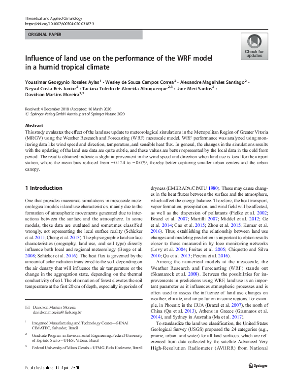 (PDF) Influence of land use on the performance of the WRF model in a ...