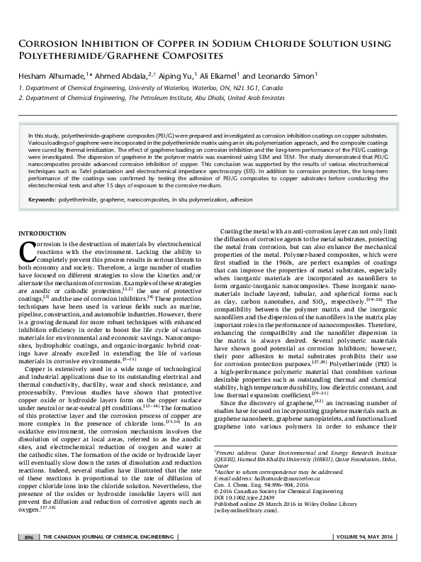 (PDF) Corrosion inhibition of copper in sodium chloride solution using ...