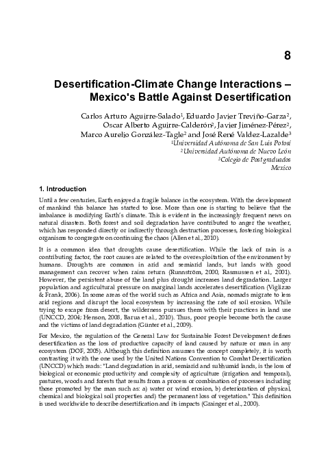 (PDF) Desertification-Climate Change Interactions - Mexico's Battle ...