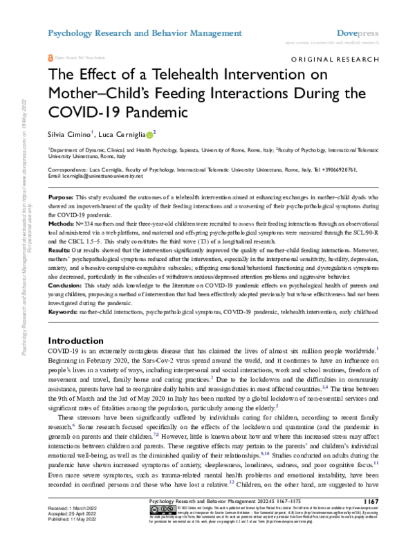 (PDF) The Effect of a Telehealth Intervention on Mother–Child’s Feeding ...