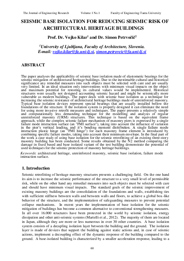 (PDF) Seismic Base Isolation for Reducing Seismic Risk of Architectural ...
