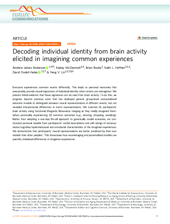 (PDF) Decoding individual identity from brain activity elicited in ...