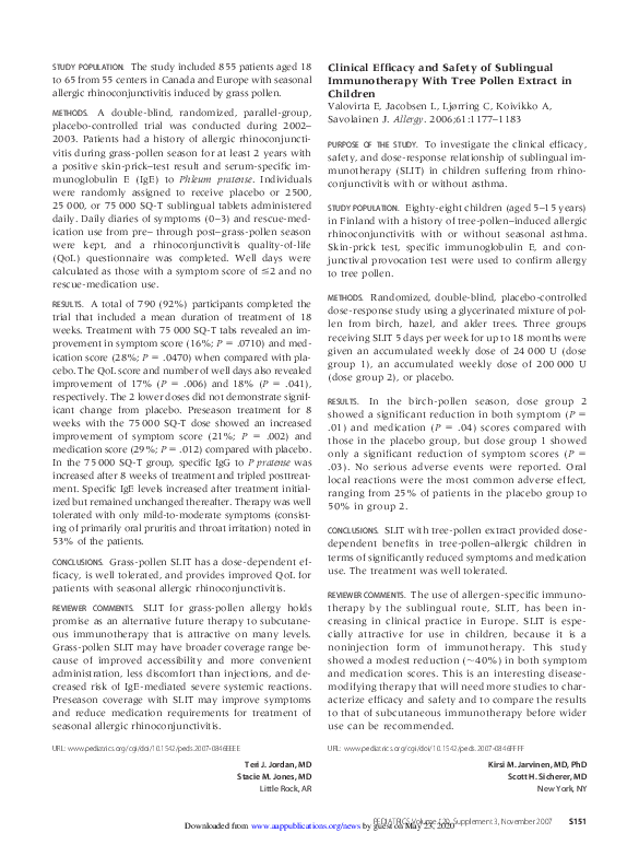 (PDF) Clinical efficacy and safety of sublingual immunotherapy with ...