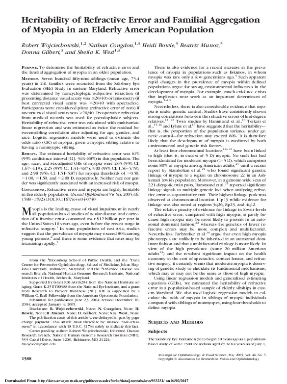(PDF) Heritability of Refractive Error and Familial Aggregation of ...