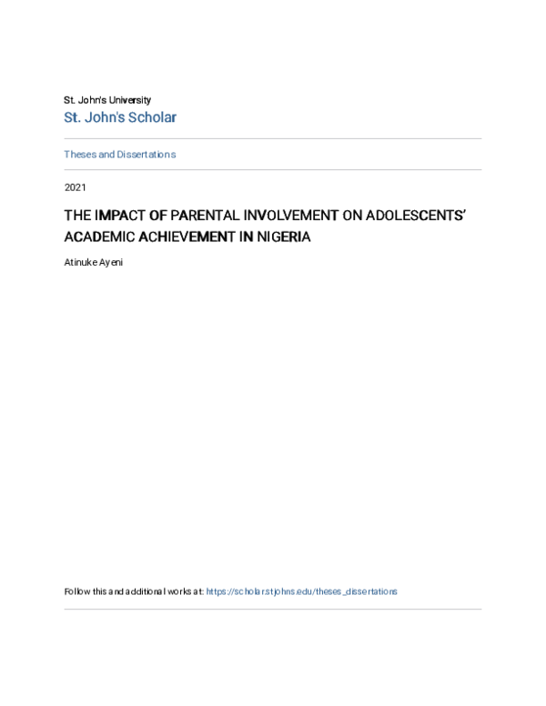 (PDF) The Impact of Parental Involvement on Adolescents’ Academic ...