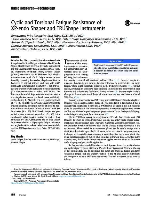 (PDF) Cyclic and Torsional Fatigue Resistance of XPendo Shaper and