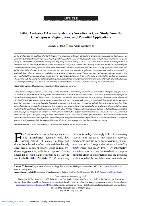 (PDF) Lithic Analysis of Andean Sedentary Societies: A Case Study from ...