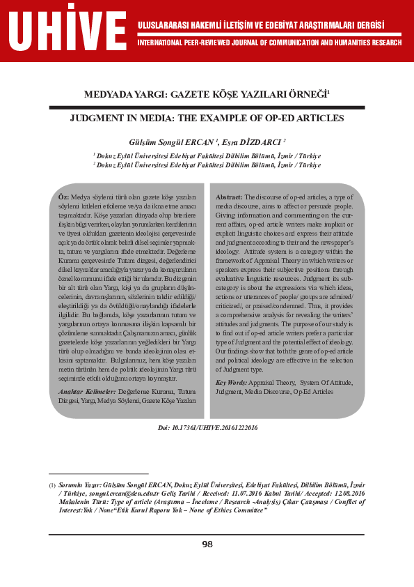 (PDF) Judgment in Media: The Example of Op-Ed Articles
