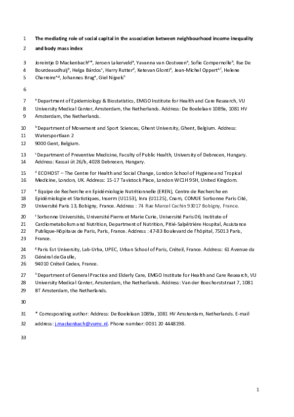 (PDF) The mediating role of social capital in the association between ...