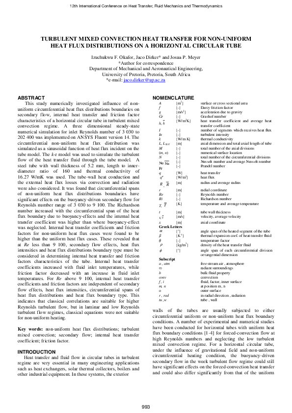(PDF) Turbulent mixed convection heat transfer for non-uniform heat ...