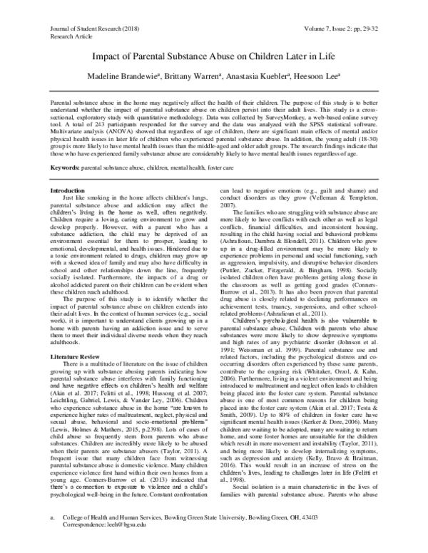 (PDF) Impact of Parental Substance Abuse on Children Later in Life