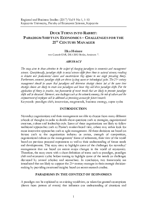 (PDF) Duck turns into rabbit: Paradigm shifts in economics – Challenges ...