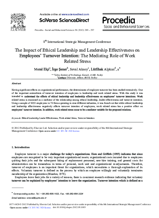 (PDF) The Impact of Ethical Leadership and Leadership Effectiveness on ...