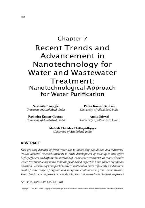 (PDF) Recent Trends and Advancement in Nanotechnology for Water and ...