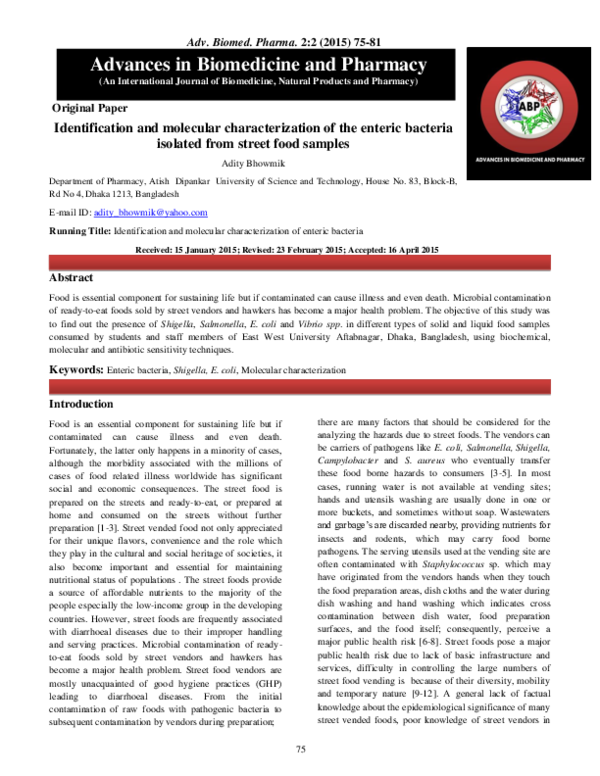 (PDF) Identification and molecular characterization of the enteric ...