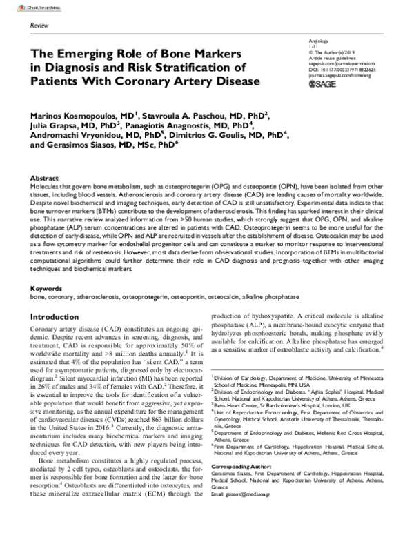 (PDF) The Emerging Role of Bone Markers in Diagnosis and Risk ...