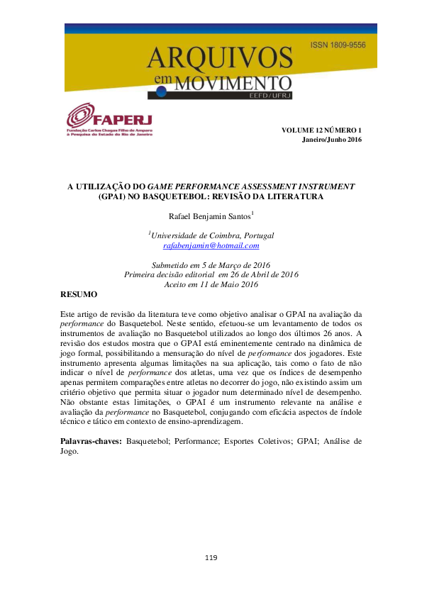(PDF) A Utilização Do Game Performance Assessment Instrument (Gpai) No ...