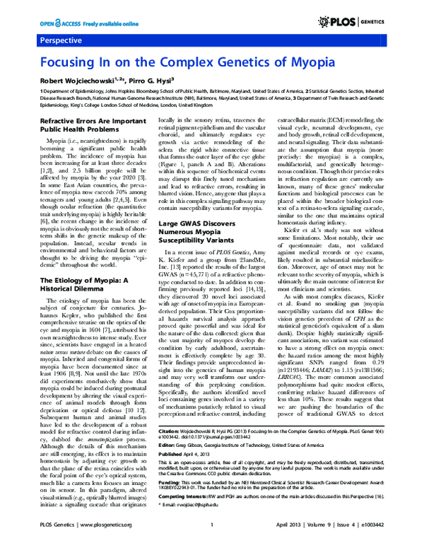 (PDF) Focusing In on the Complex Genetics of Myopia