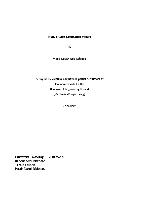 (PDF) Study of Mist Elimination System Poojan Patel Academia.edu