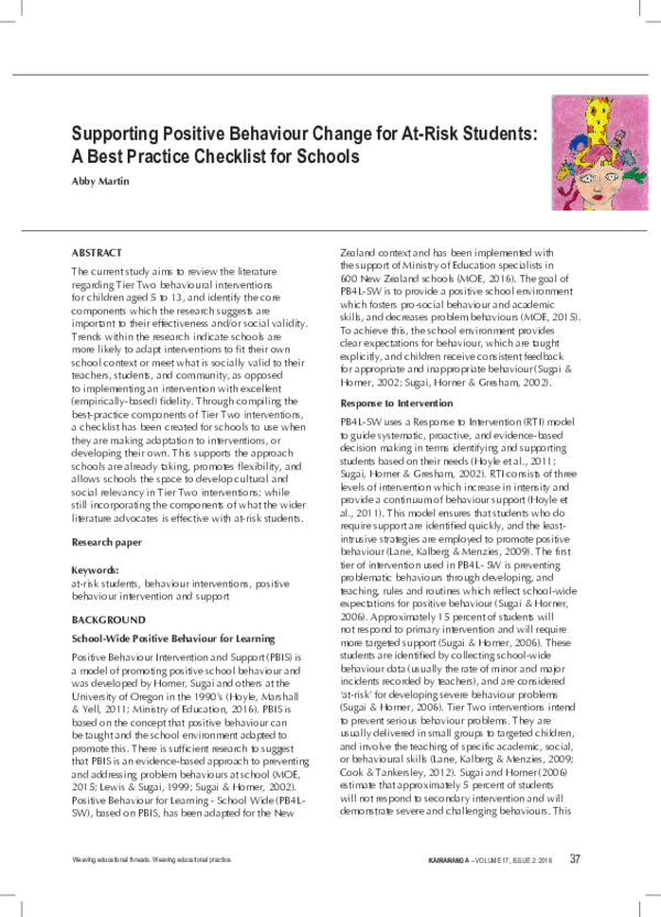(PDF) Supporting Positive Behaviour Change for At-Risk Students: A Best ...