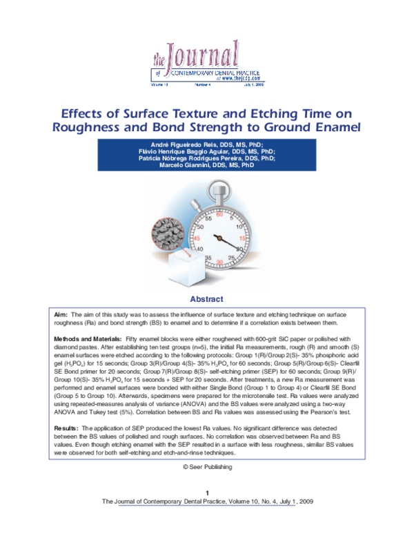 (PDF) Effects of Surface Texture and Etching Time on Roughness and Bond ...