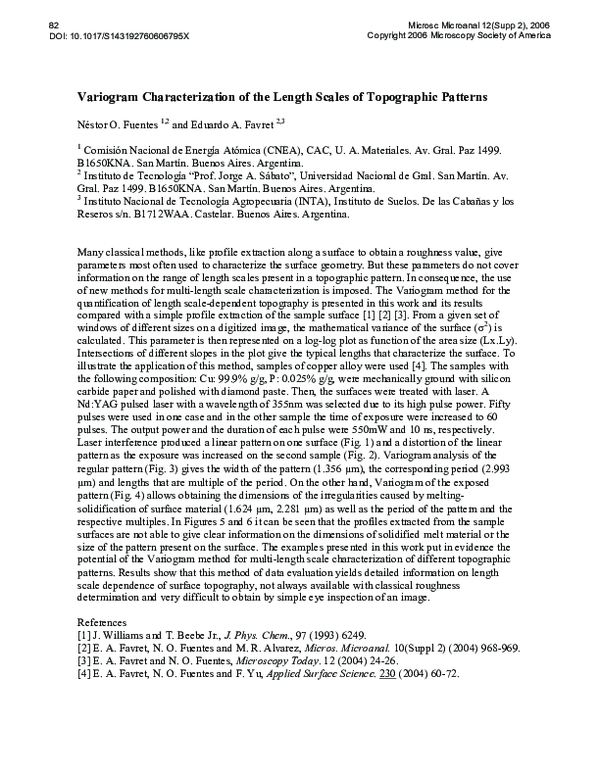 (PDF) Variogram Characterization of the Length Scales of Topographic ...