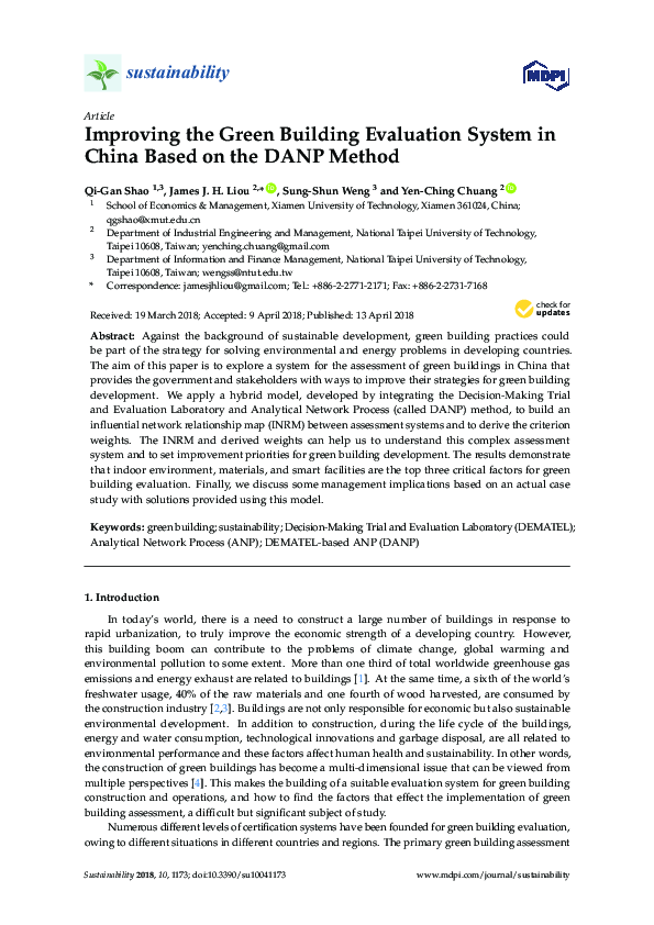 (PDF) Improving the Green Building Evaluation System in China Based on ...