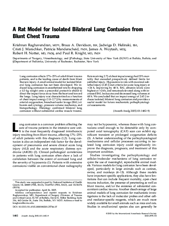 (PDF) A Rat Model for Isolated Bilateral Lung Contusion from Blunt ...