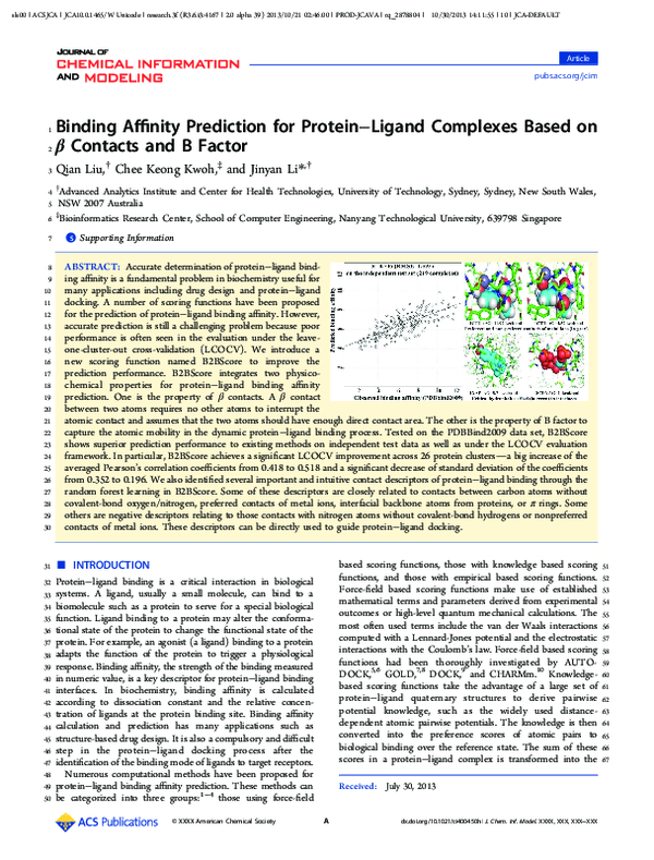 (PDF) Binding Affinity Prediction for Protein–Ligand Complexes Based on ...