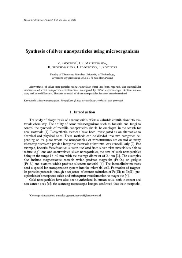 (PDF) Synthesis of TiO2 nanoparticles using microorganisms