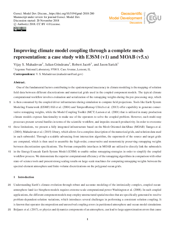 (PDF) Improving climate model coupling through a complete mesh ...