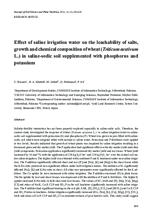 (PDF) Effect of saline irrigation water on the leachability of salts ...