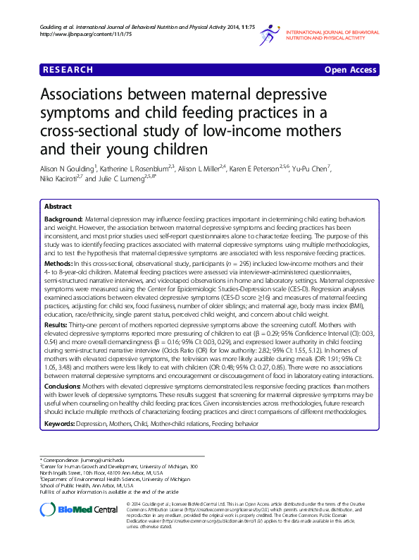 (PDF) Associations between maternal depressive symptoms and child ...