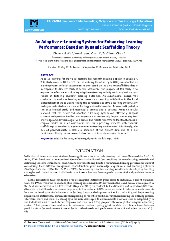 (PDF) An Adaptive e-Learning System for Enhancing Learning Performance ...